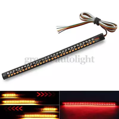 1X Motorcycle Tail Brake Turn Signal Flowing DRL Stop LED Light Strip Amber Red • $9.48