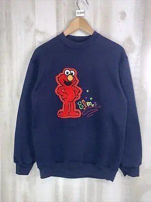 Vintage Sesame Street Elmo Embriodered Blue Sweatshirt Adult Medium  • $40