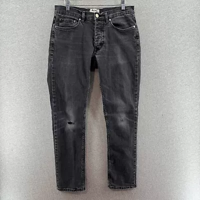 Acne Studios Mens Jeans Black 32X30 'Roc Used Cash' Slim Stretch Button Fly • $24.90