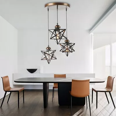 Moravian Star Glass Pendant Chandelier Light Modern Ceiling Fixture Lamp 3-Light • $88