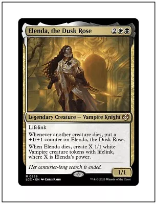 1x Elenda The Dusk Rose Lost Caverns Of Ixalan Commander Magic MTG NM • $3.25