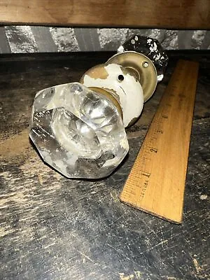 Vintage Glass And Brass (Doorknob Set) From Old New England House! Reclaimed • $30