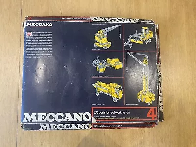 Vintage Meccano Set 4 From The 1970s In Original Box With Manuals • £15