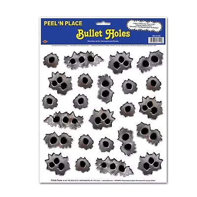 24 Bullet Holes Peel & Place Wall Party Decorations Wild West Gangster • £5.49