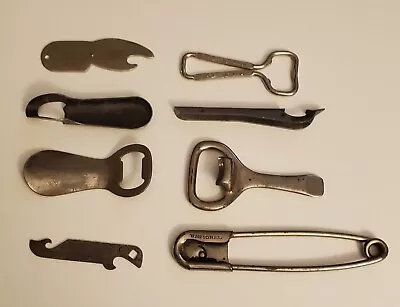 Lot Of 8 Vintage / Antique Bottle Can Openers & Clip • $19.95