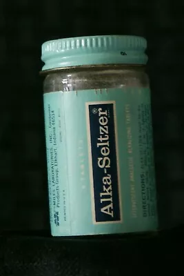 Vintage Alka Seltzer Clear Glass Empty Bottle With Original Label & Metal Lid • $12.99