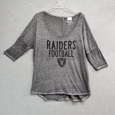 Oakland Raiders Women Top XL Gray T-Shirt Logo Rhinestones 3/4 Sleeve READ • $13.20