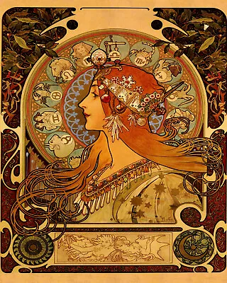 Zodiac Horoscope Astrology By Alphonse Mucha Deco 16X20 Vintage Poster FREE S/H • $22.15