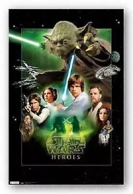 Brand New 2012 STAR WARS HEROES YODA LUKE SKYWALKER HAN SOLO LEAH NEW POSTER • $10.98