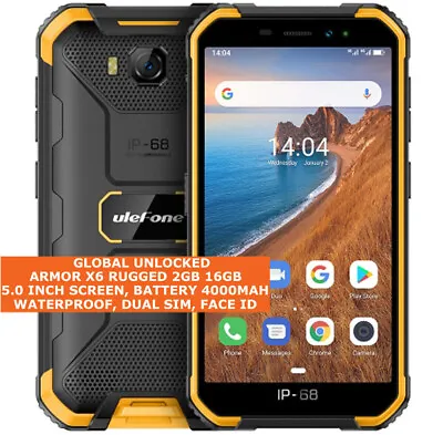 ULEFONE ARMOR X6 RUGGED 2gb 16gb Shock Waterproof 8.0mp Face Id 5.0  Android 3g • $212.12