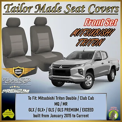 $88.99 • Buy Grey Tailor Made Front Seat Covers For Mitsubishi Triton MQ/MR Double Cab