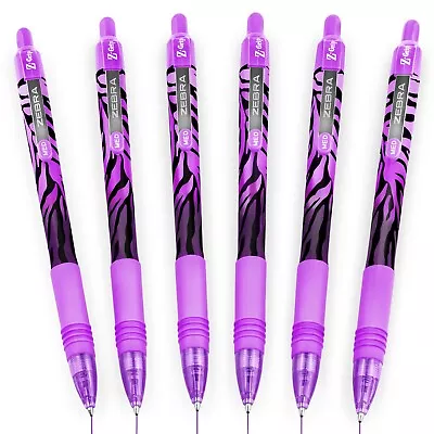 6 X Zebra Z-Grip Smooth Ballpoint Pen - Funky Flame Stripe Barrel - Violet Ink • £4.99