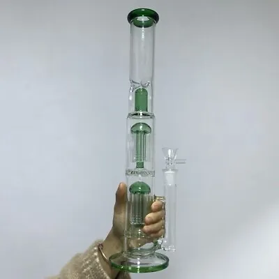 16'' Heavy Glass Bong Percolate Water Smoking Pipe Ice Catcher Tobacco Hookahs • $34