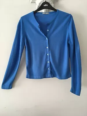 M&S Classic    Azure Blue    Tight Knit  Short Cardigan  Size 10 • £9.50