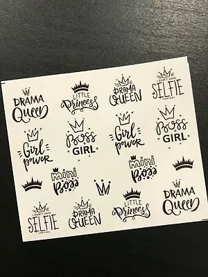 Nail Art Water Transfer Decal Stickers Girl Power Drama Queen Crown Nail Decor • $2.69