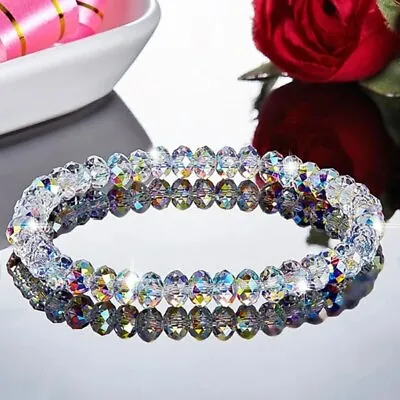 £2.63 • Buy Fashion Handmade Crystal Beaded Bracelet Elasticity Bangle Women Party Jewellery