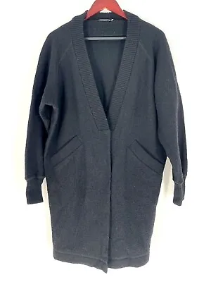 Marimekko 100% Wool Sweater Coat Size M (12/14) Oversized Batwing Sleeve Black  • $102