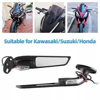 For Suzuki GSXR 600 750 1000 GSX1300 Motorcycle Turn Signal Rear View LED Mirror • $32.29