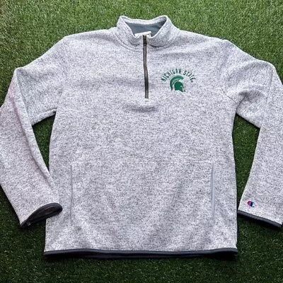 Champion Michigan State Quarter Zip Pullover Adult M Fleece Gray 1/4 Fleece • $18.99