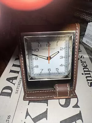 London Clock Company Travel Alarm Clock. Genuine Leather Case Needs Battery • £15