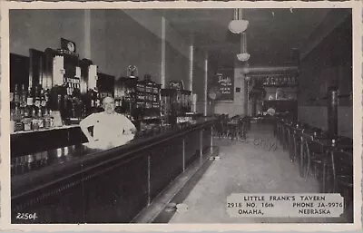 Omaha NE: Little Frank's Tavern Bar Interior Douglas County Nebraska Postcard • $11.79