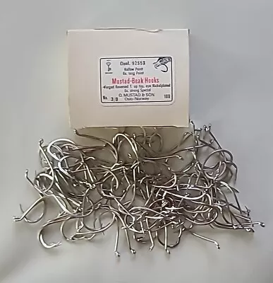 Mustad 92553 # 3/0 BEAK HOOKS FISHING HOOKS BOX OF 100 Hollow Point Nickel Plate • $12.99