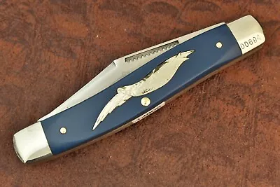 Vintage Schrade Made In Usa Sw Cut Blue Delrin John Adams Stockman Knife (14806) • $92