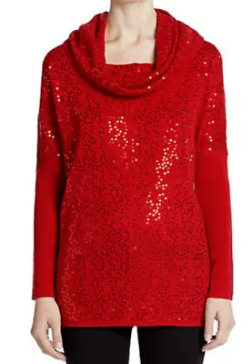 $92 • Buy Saks Fifth Avenue Sequined Cashmere Off-The-Shoulder Cowlneck Sweater NWT $338