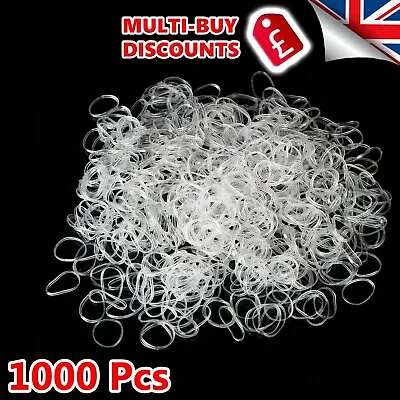 £3.79 • Buy 1000 Mini Clear Hair Elastics Rubber Bands Braids Braiding Plaits Small Bands