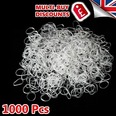 1000 Mini Clear Hair Elastics Rubber Bands Braids Braiding Plaits Small Bands • £2.89