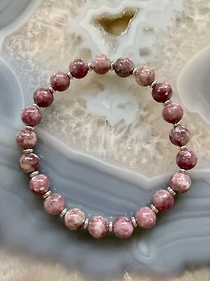 Lepidolite Purple Mica 8mm Gemstone Bracelet By “Lola & Lily Rose” 🌹 • $19.89