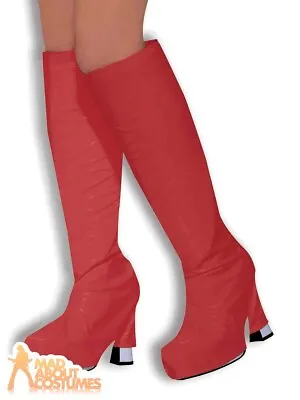 £8.25 • Buy Adult Red Gogo Boot Tops 60s 70s 1960s Hippie Hippy Retro Fancy Dress Accessory