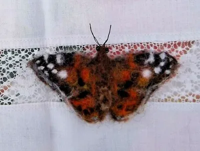 Painted Lady Butterfly Brooch Bug Insect Jewellery Needle Felted Badge Pin Gift • £25