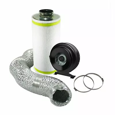 6  Hydroponic Grow Room Ventilation Kit Inline Fan Carbon Filter Ducting Extract • £89.55