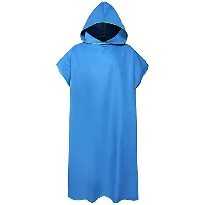 Adult Hooded Poncho Towel Changing Robe Adult Beach Towel Surf Swimming UK Blue • £13.99