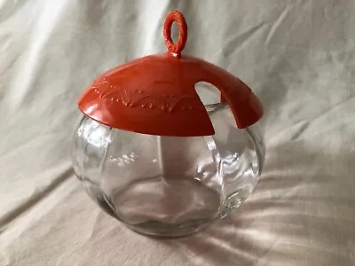 Vintage German Round Marmalade Glass With Spoon Slotted Lid • $14.95