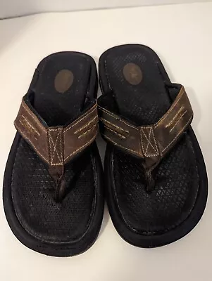 Mossimo Supply Company Men's Size 11 Brown Leather Flip Flops Sandals Shoes • $16.99