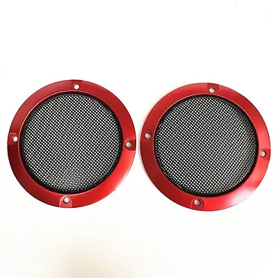 3  Speaker Covers Grill For Car Audio DJ PA Speaker Red ABS Frame Metal Mesh • $12.99
