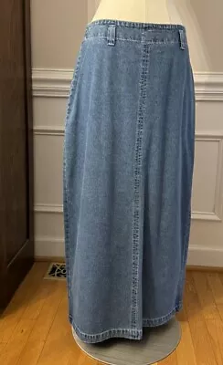 Vintage 90s Blue Denim Slit Jean Maxi Skirt Women’s Small Medium Grunge Y2K  • $20