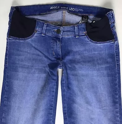 BNWT LADIES NEXT MATERNITY WIDE LEG ANKLE GRAZER BLUE JEANS SIZE 10 (294i) • £18.99