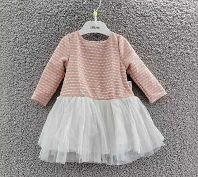 Pippa & Julie Lure Top Mesh Skirt Dress Baby Girls 18M Rose/Silver Crew Neck L/S • $14.56