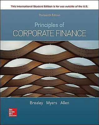 £46.64 • Buy ISE Principles Of Corporate Finance By Brealey, Richard, Myers, Stewart, Allen,