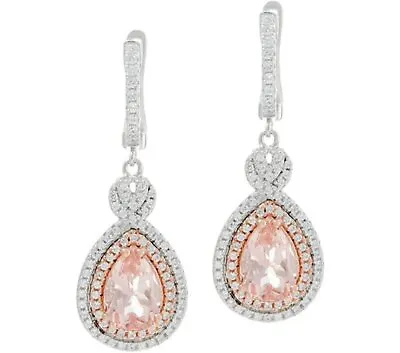 QVC Diamonique And Simulated Morganite Earrings Sterling Silver • $100.99