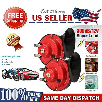 2x 12V 300DB Super Loud Train Horn Waterproof Motorcycle Car Truck SUV Boat Red • $10.95