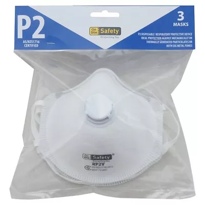 3X P2 Moulded Respirator Face Mask With Valve AS/NZ 1716:2012 Certified 3pcs • $15.95