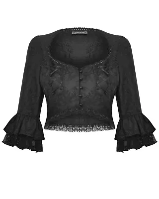 Dark In Love Gothic Steampunk VTG Victorian Bolero Shrug Top Black Jacquard Lace • $35.86