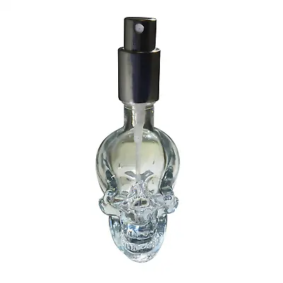 One 50ml Glass Skull Spray Bottle Refillable Empty Alcohol Disinfect Mist Pump • $10