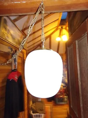 $74.99 • Buy Vintage Mid Century Modern Glass W/14' Swag Chain Ceiling Lamp Light