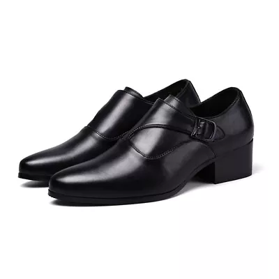 Mens Formal Pointy Toe High Heels Buckle Strap Dress Suit Oxfords Shoes Business • $38.70