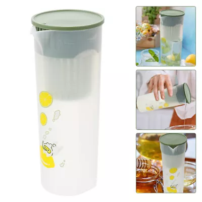  Water Bottle Round Container With Lid Glass Milk Jug Teapot • £10.69